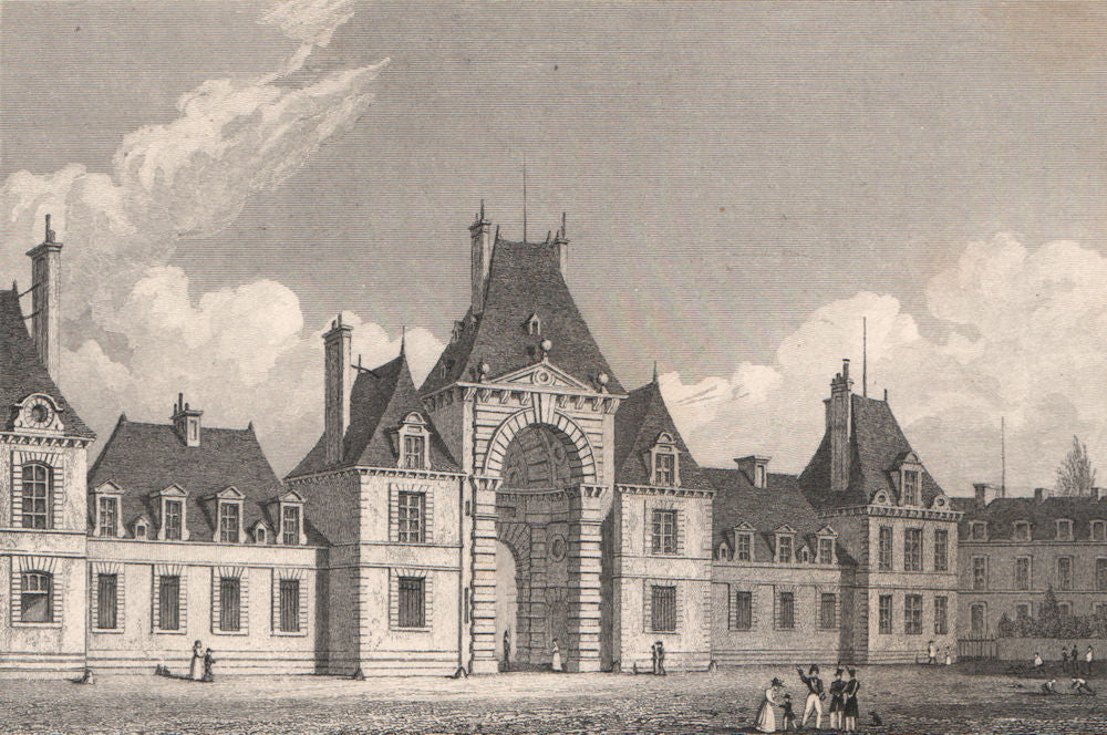 Fontainebleau, Place d'Armes. Seine-et-Marne. BICKNELL 1845 old antique print